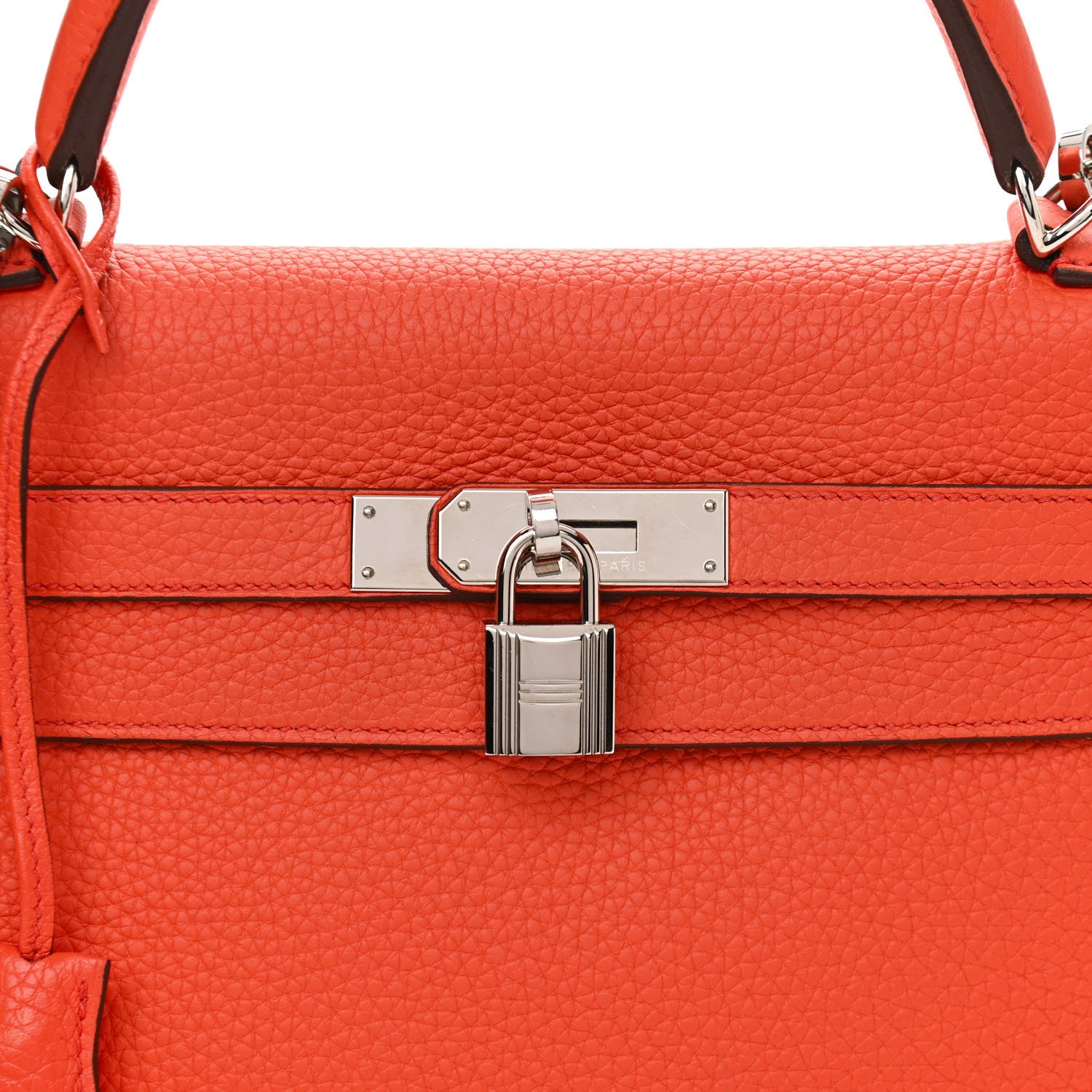 Hermes Taurillon Clemence Kelly Retourne 32 Orange Poppy 9 of 13