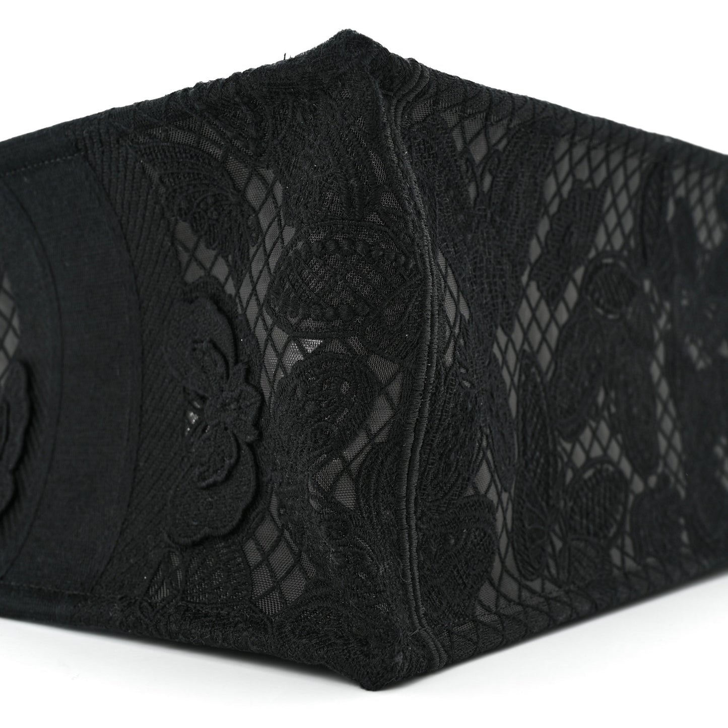 Embroidered 3D Macrame D-Lace Butterfly Medium Book Tote Black Multicolor