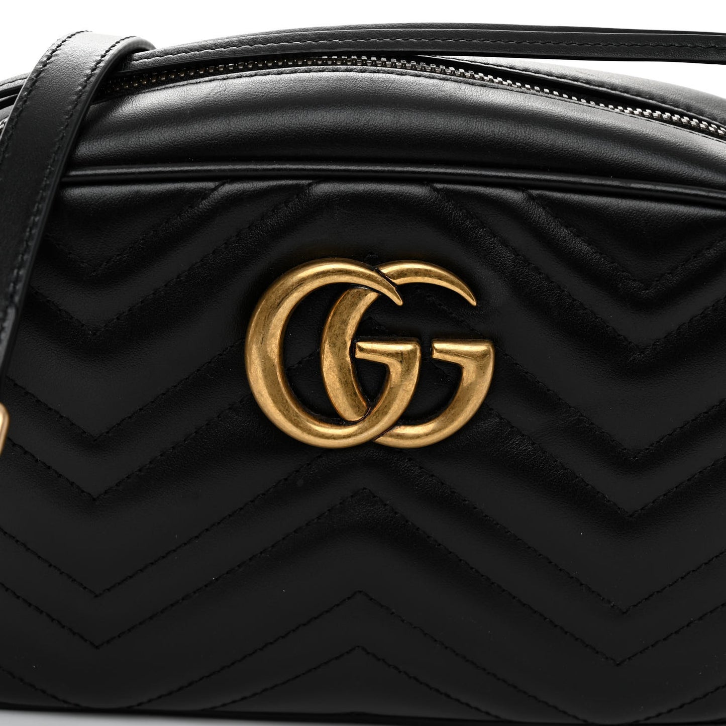 Calfskin Matelasse Small GG Marmont Chain Shoulder Bag Black
