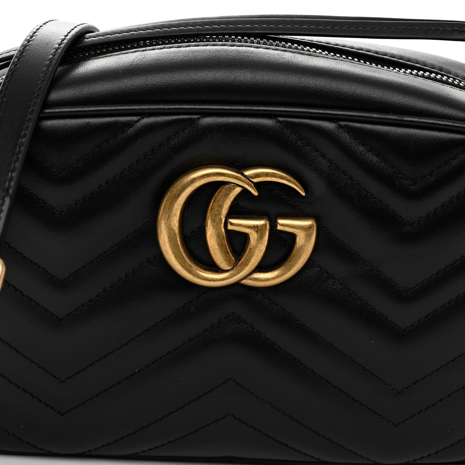 Gucci Calfskin Matelasse Small GG Marmont Chain Shoulder Bag Black 8 of 11