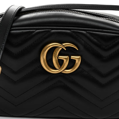 Gucci Calfskin Matelasse Small GG Marmont Chain Shoulder Bag Black 8 of 11