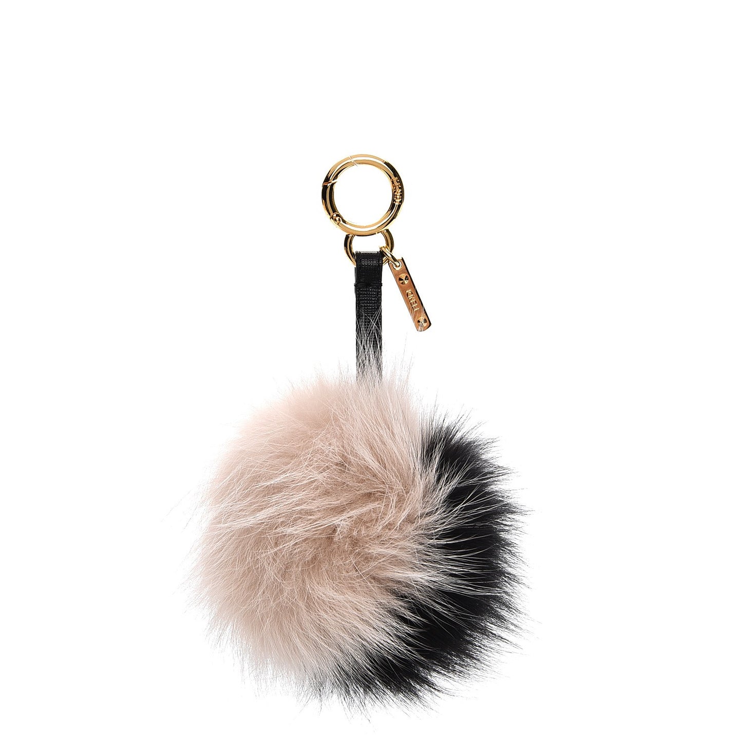 Fox Fur Pom Pom Bag Charm Black White