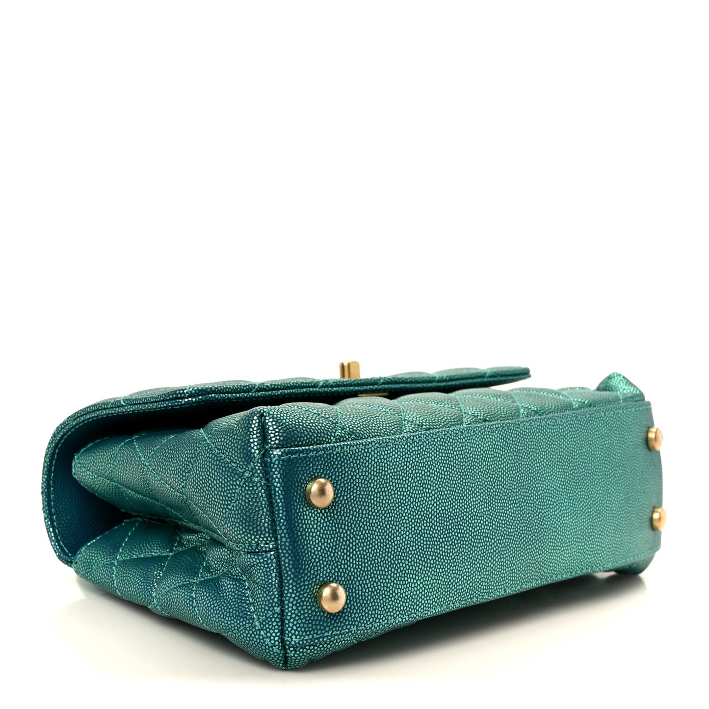Metallic Caviar Quilted Mini Coco Handle Flap Blue