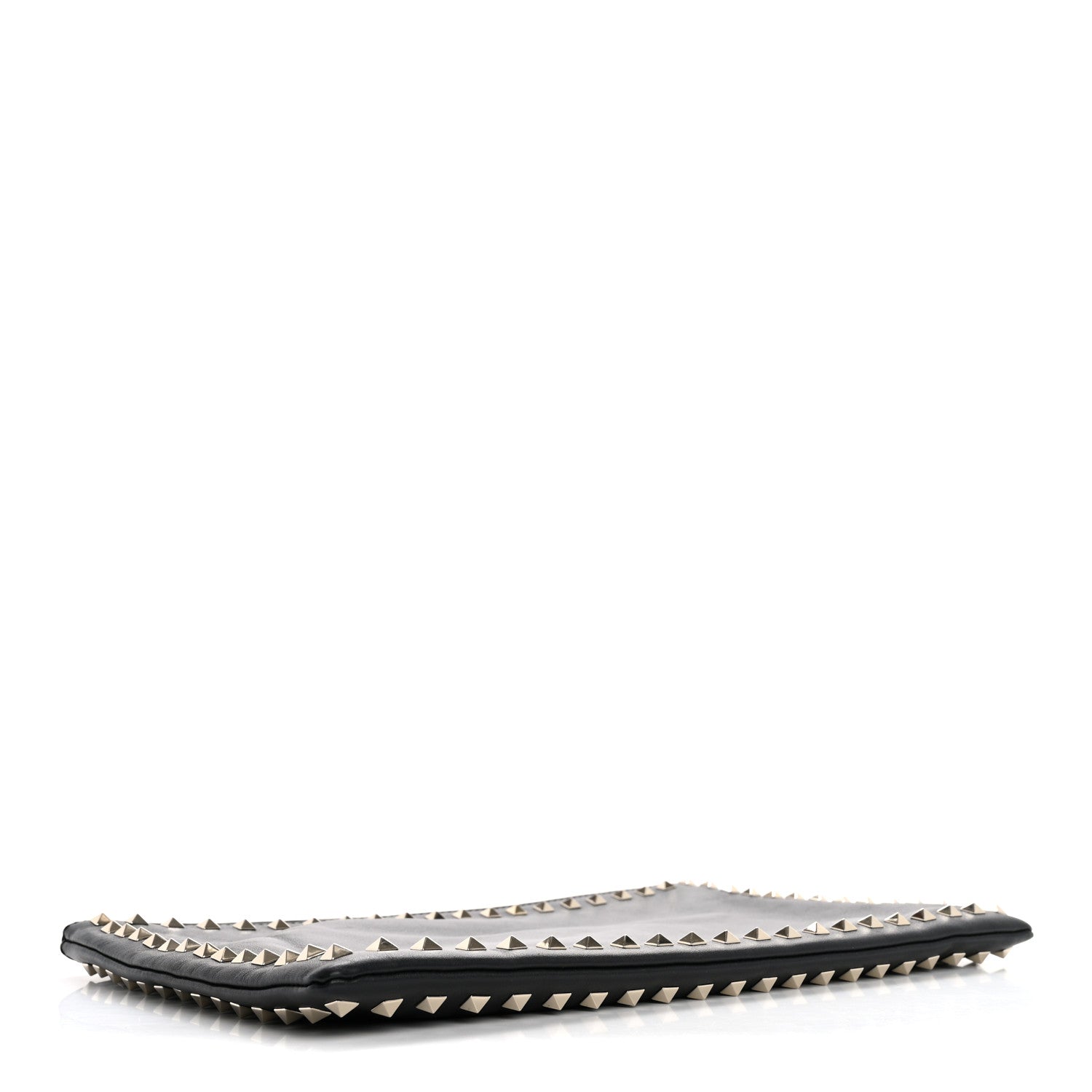 Valentino Garavani Vitello Large Rockstud Zip Wristlet Pouch Black 4 of 13