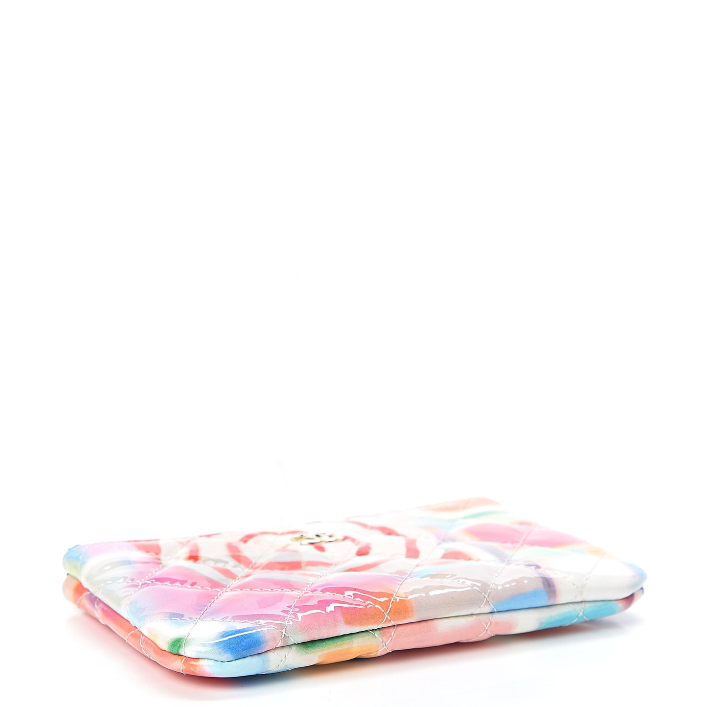Patent Calfskin Printed Quilted Small Cosmetic Case Multicolor
