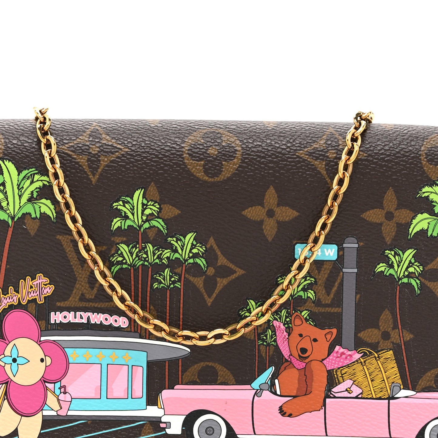 Monogram 2021 Christmas Animation Hollywood Pochette Felicie Chain Wallet Fuchsia
