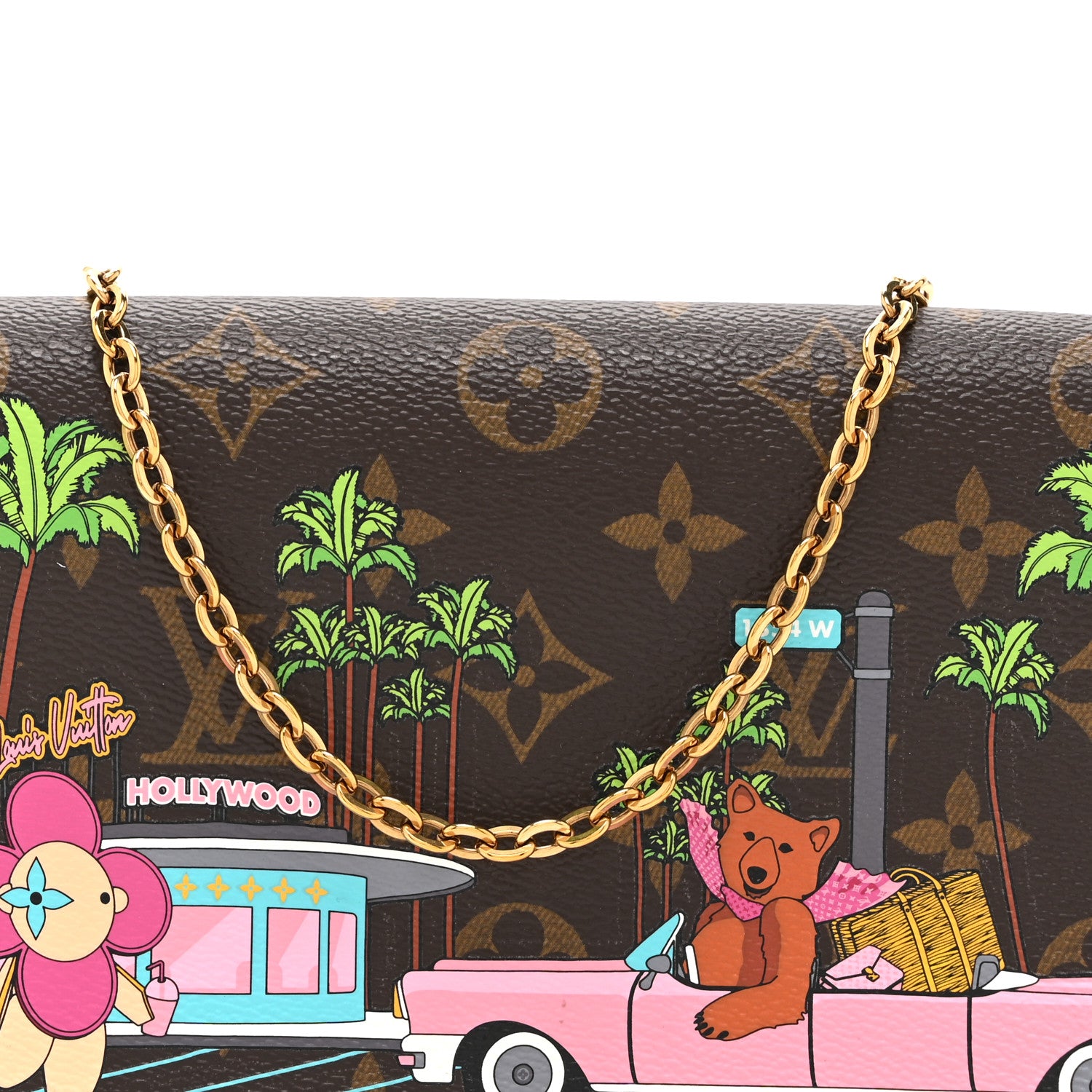 Louis Vuitton Monogram 2021 Christmas Animation Hollywood Pochette Felicie Chain Wallet Fuchsia 8 of 10
