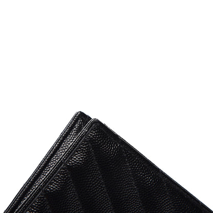 Saint Laurent Grain De Poudre Matelasse Chevron Monogram Envelope Chain Wallet Black 16 of 17