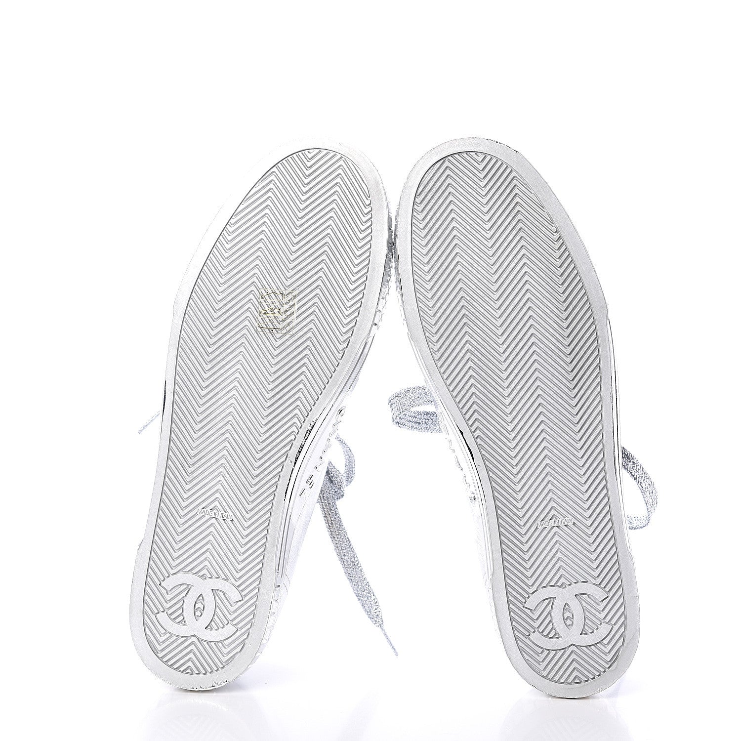 Chanel Laminated Lambskin Sneakers 39.5 Silver 5 of 7