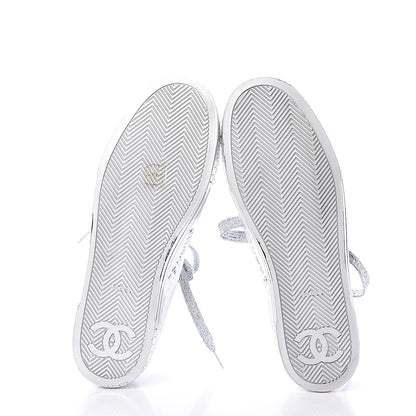 Chanel Laminated Lambskin Sneakers 39.5 Silver 5 of 7