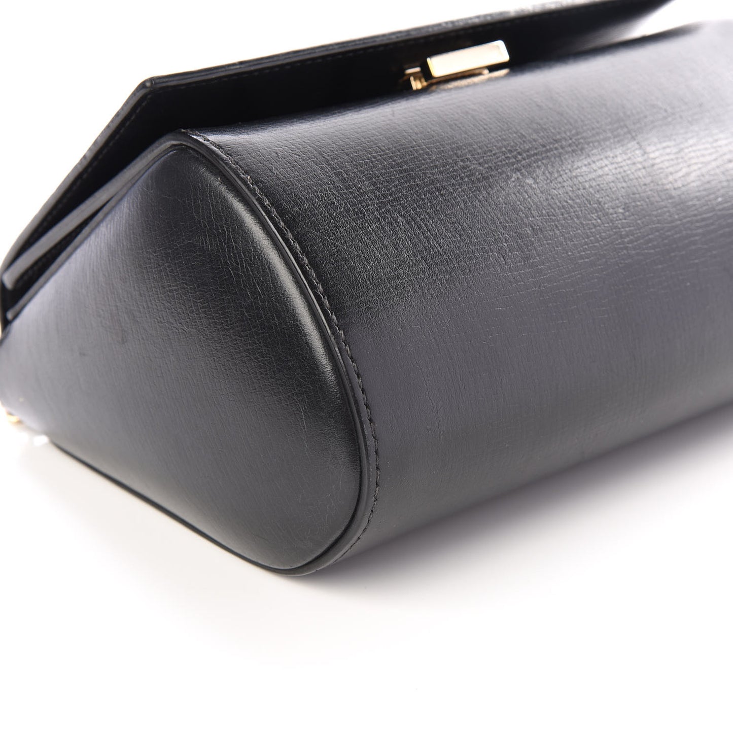 Textured Calfskin Mini Pandora Box Chain Crossbody Bag Black