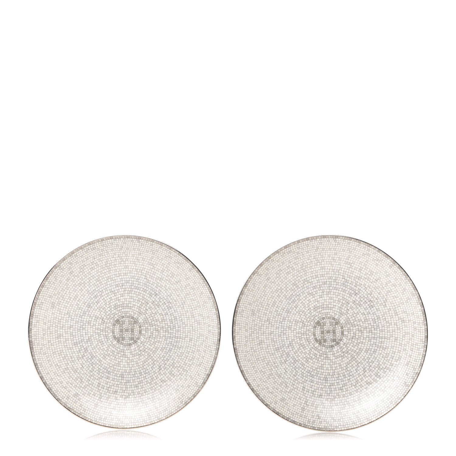 Hermes Porcelain Mosaique Au 24 Bread Plate Set of 2 Platine 1 of 6