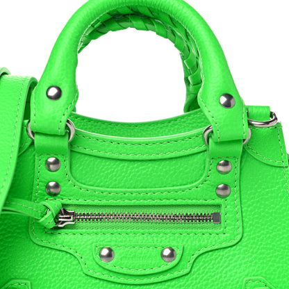 Balenciaga Grained Calfskin Neo Classic Silver Hardware Nano City Crossbody Fluo Green 6 of 9