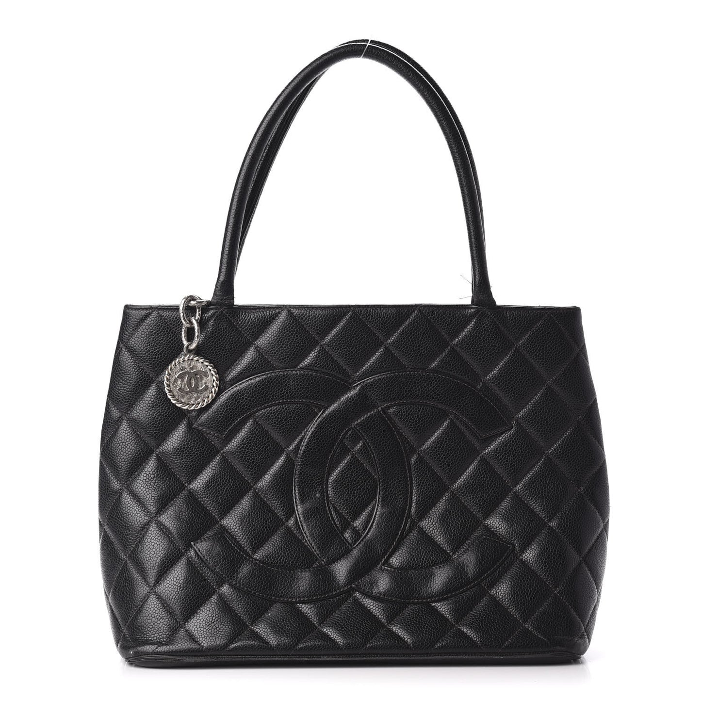 Caviar Quilted Medallion Tote Black