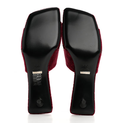 Gucci New Velvet Ashmir Regent Calfskin GG Monogram Square Toe Bow 45mm Slide Sandals 36.5 Red Grape 6 of 9
