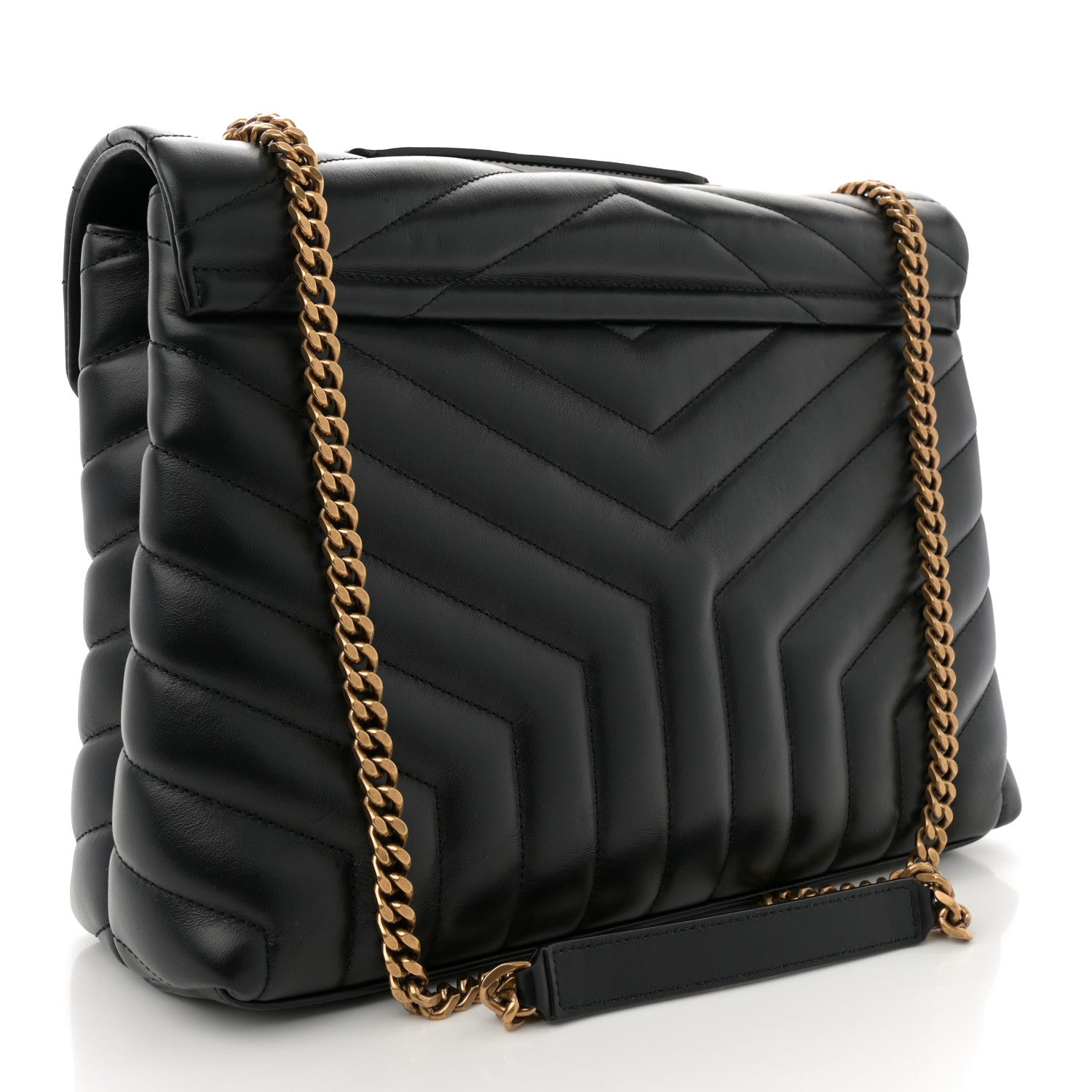 Saint Laurent Calfskin Y Quilted Monogram Medium Loulou Chain Satchel Black 2 of 10