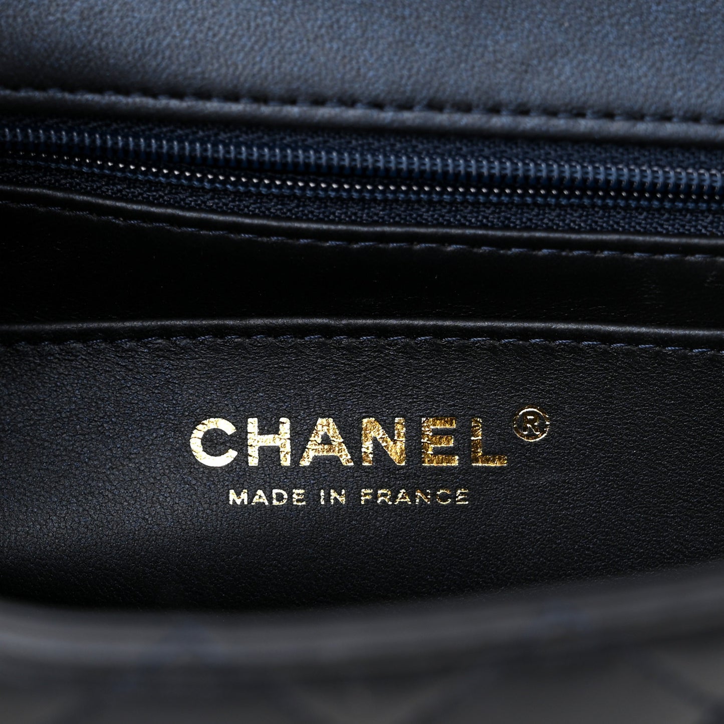 Iridescent Lambskin Quilted Mini Top Handle Rectangular Flap Dark Blue