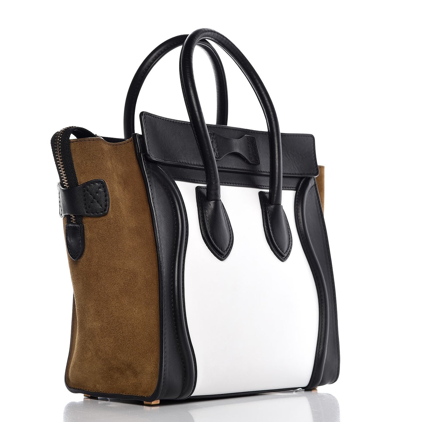 Smooth Calfskin Nubuck Micro Tri-Color Luggage White