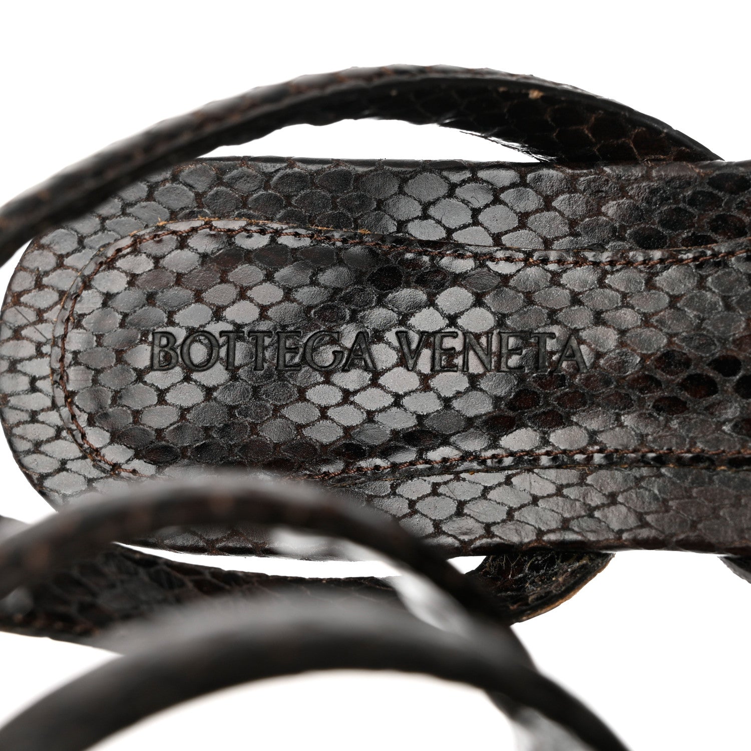 Bottega Veneta Calfskin Python Printed Spiral Flat Sandals 36 Chocolate 7 of 8