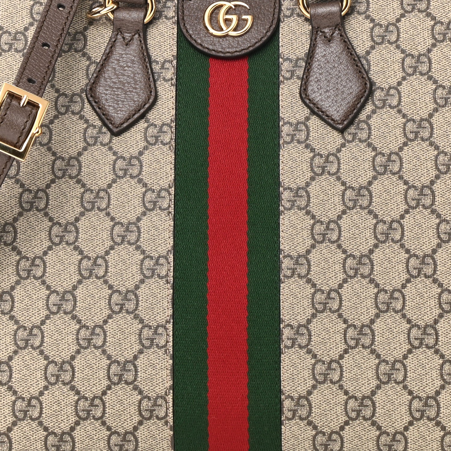 Gucci GG Supreme Monogram Web Medium Ophidia Tote Bag Brown 8 of 10