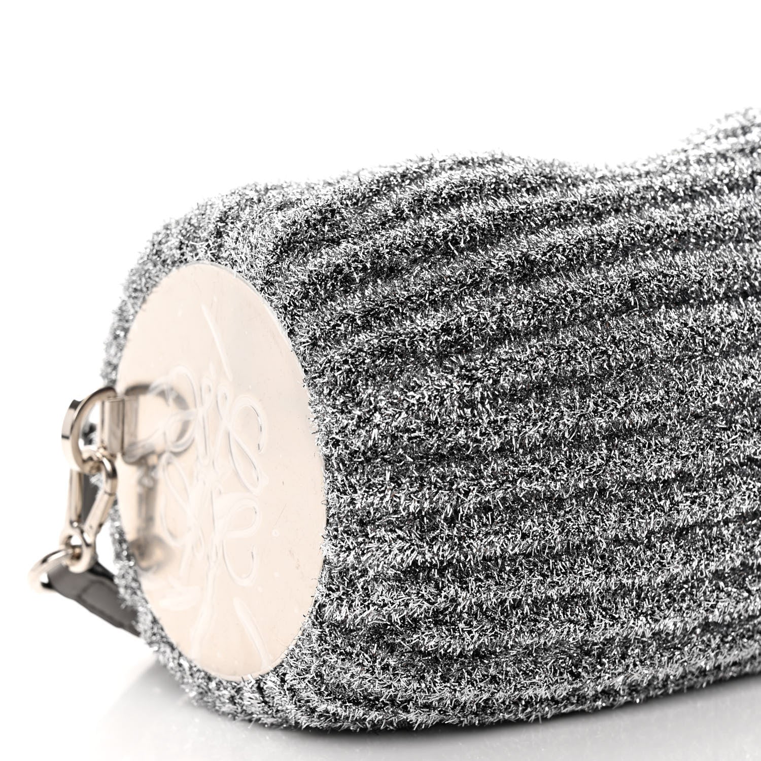 Loewe Metallic Lurex Pleated Bracelet Pouch Shoulder Bag Silver 8 of 9