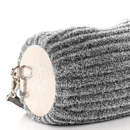 Loewe Metallic Lurex Pleated Bracelet Pouch Shoulder Bag Silver 8 of 9