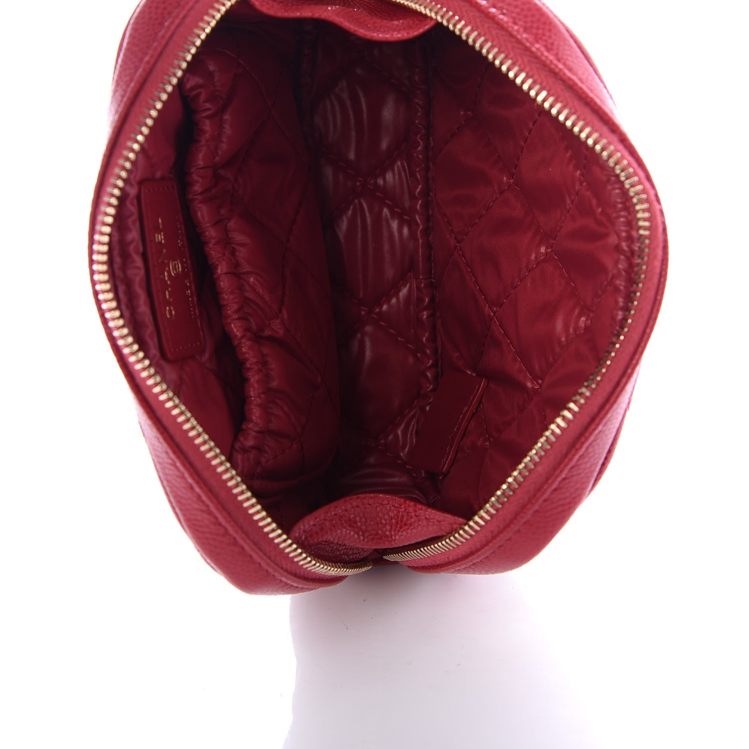 Chanel Caviar Quilted Small Curvy Pouch Cosmetic Case Dark Pink 5 of 7