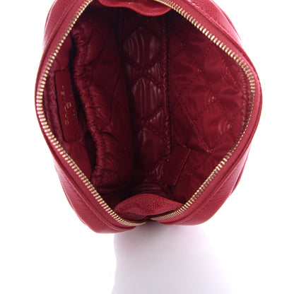 Chanel Caviar Quilted Small Curvy Pouch Cosmetic Case Dark Pink 5 of 7