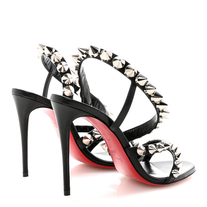 Christian Louboutin Calfskin Spikita Slingback 100 Stiletto Pumps 35.5 Black Silver 5 of 8