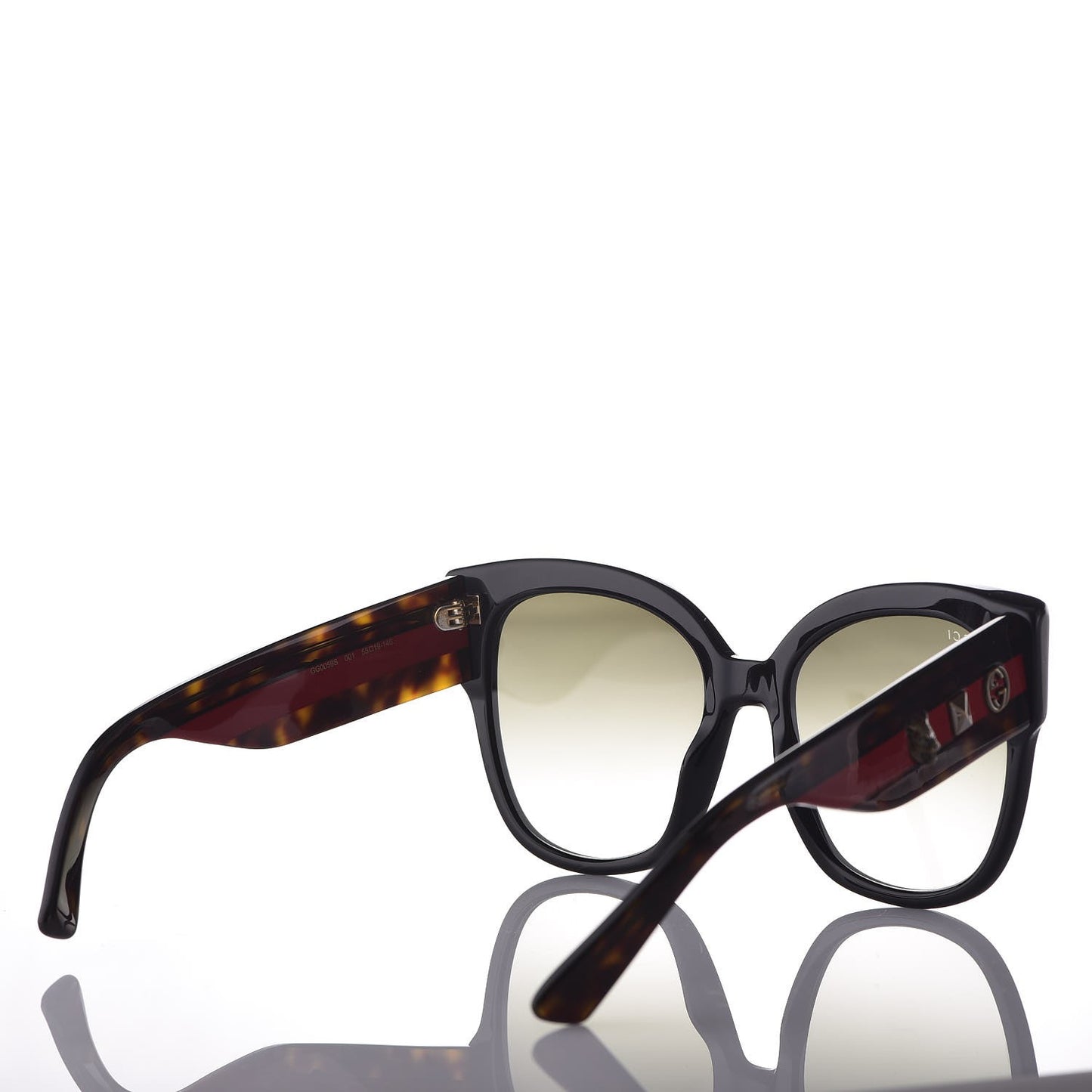 Acetate Square Frame Web Sunglasses GG0059S Black Tortoise