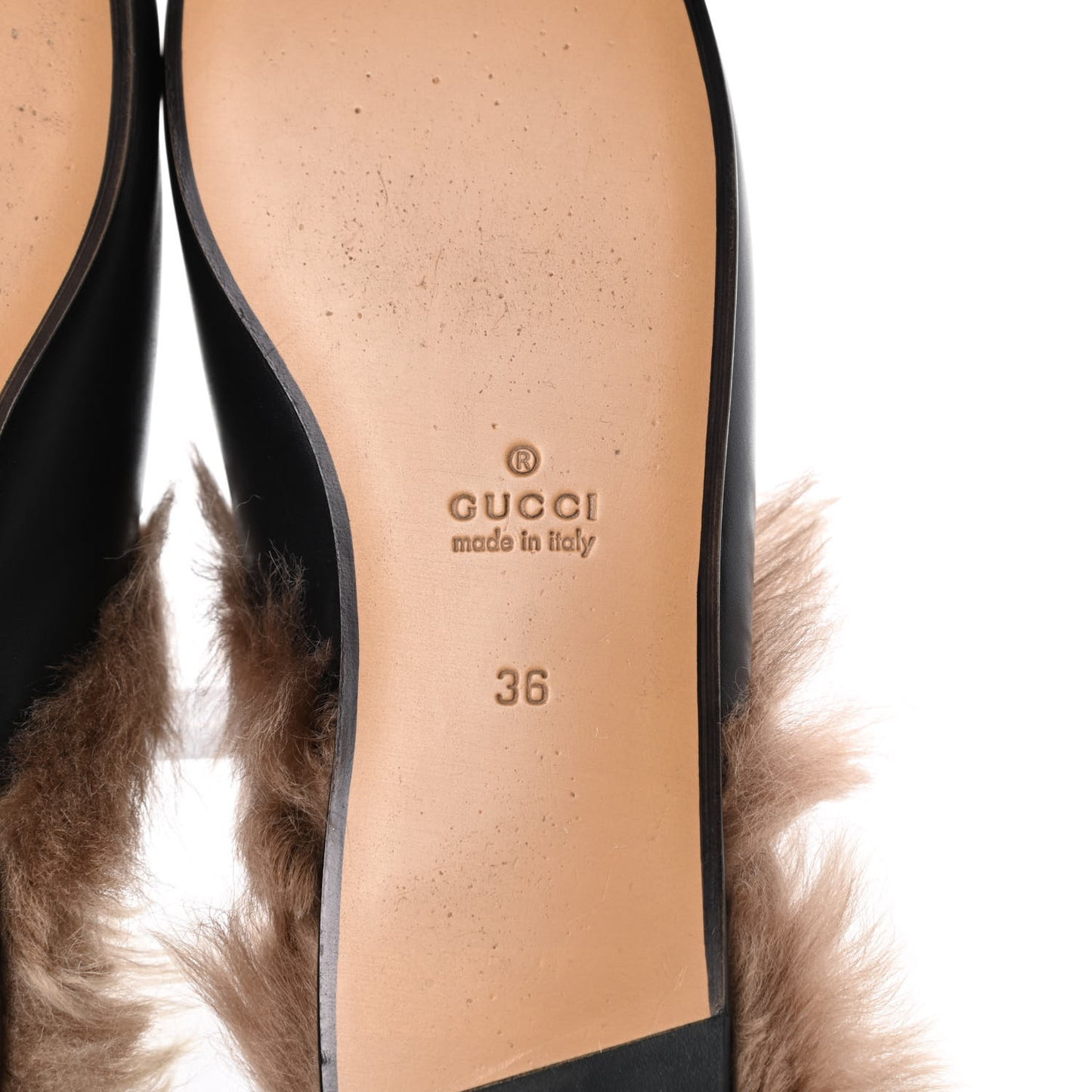 Calfskin Fur Womens Princetown Slippers 36 Black