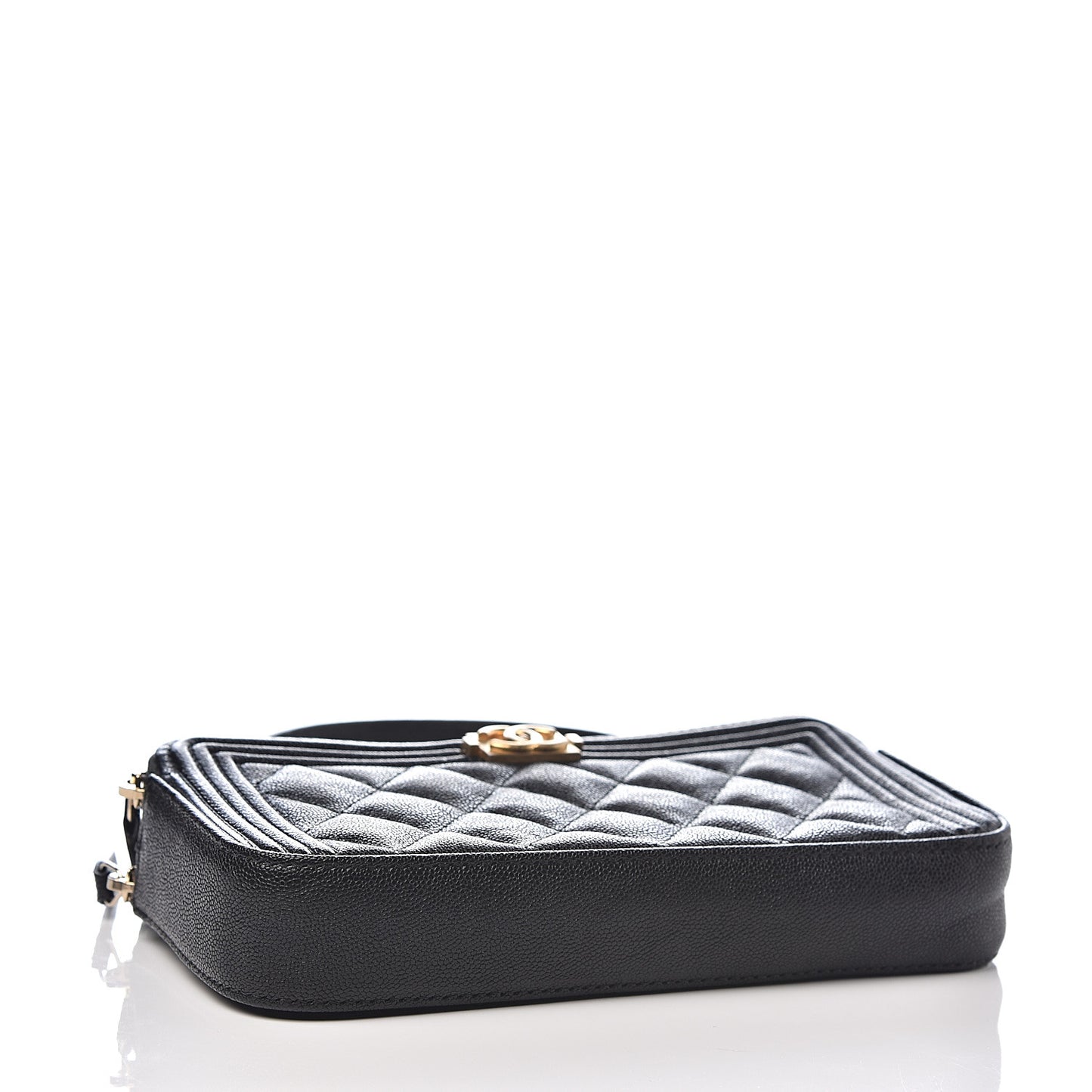 Caviar Quilted Small Boy Clutch With Chain Black