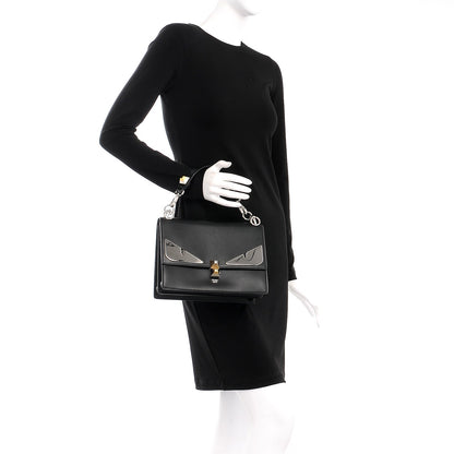 Fendi Vitello Liberty Lucido Metal Monster Eyes Studded Kan I Shoulder Bag Black 3 of 9