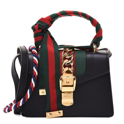 Gucci Calfskin Mini Sylvie Top Handle Bag Black 1 of 18
