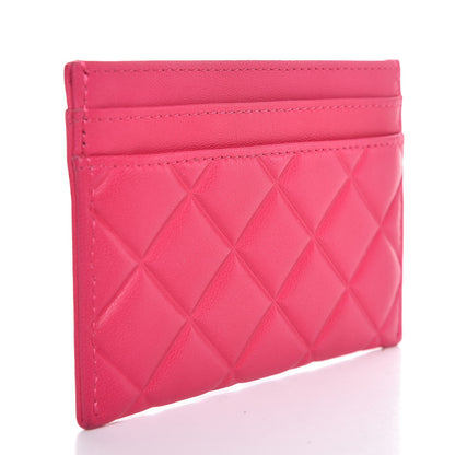 Chanel Lambskin Quilted Diamond CC Card Holder Fuchsia 3 of 9