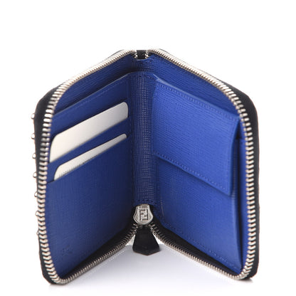 Fendi Vitello Elite Flamingo Mink Karlito Studded Zip Around Chain Wallet Black White Plaster 5 of 8