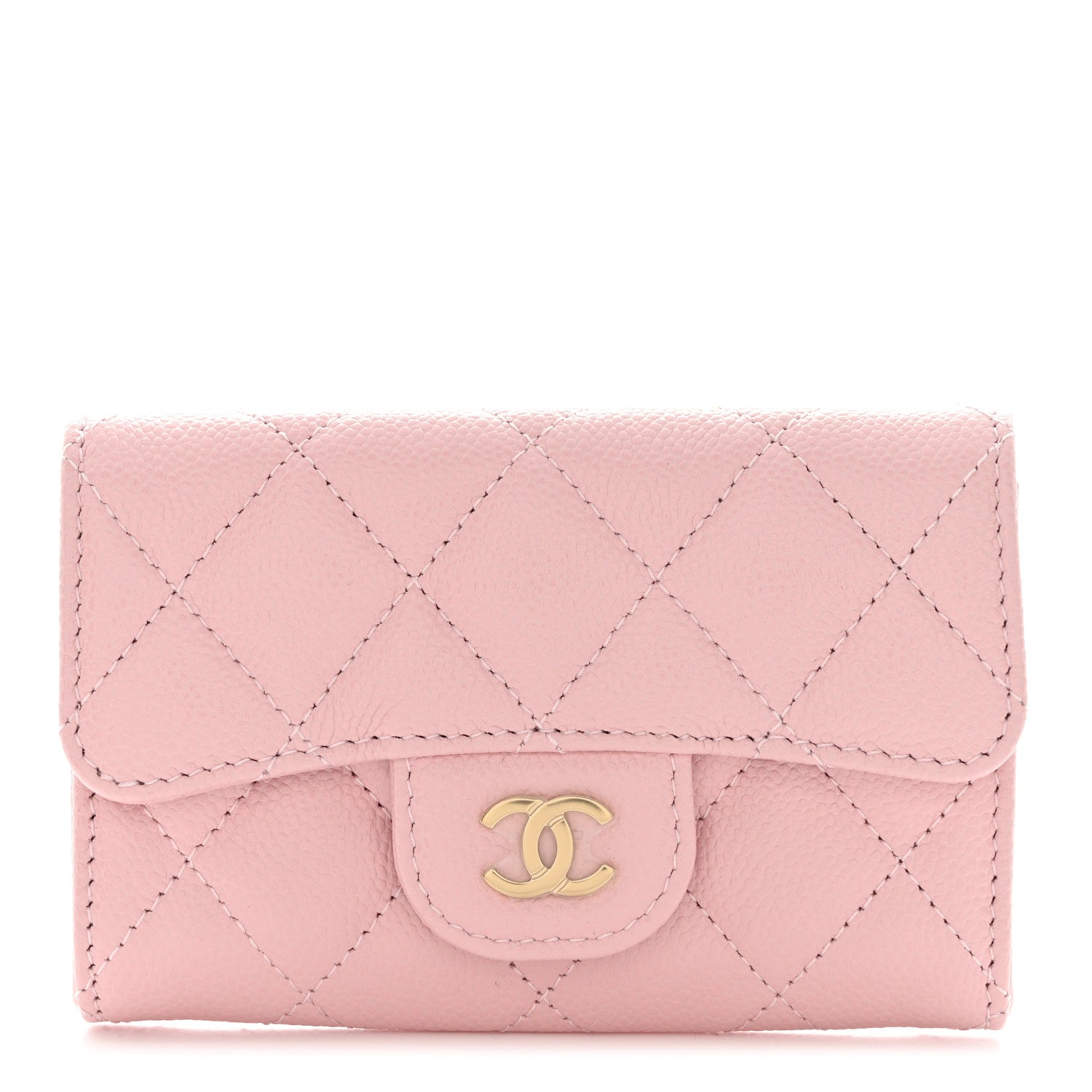 Chanel Caviar Quilted Flap Card Holder Wallet Light Pink 1 of 9