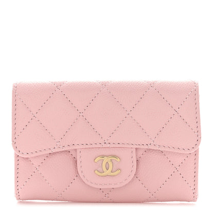 Chanel Caviar Quilted Flap Card Holder Wallet Light Pink 1 of 9