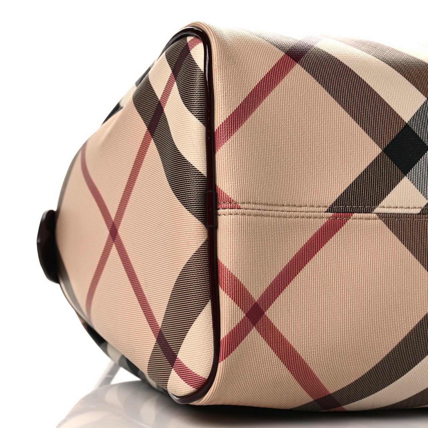 Burberry Nova Check Patent Small Chester Bowling Bag Dark Red 7 of 8