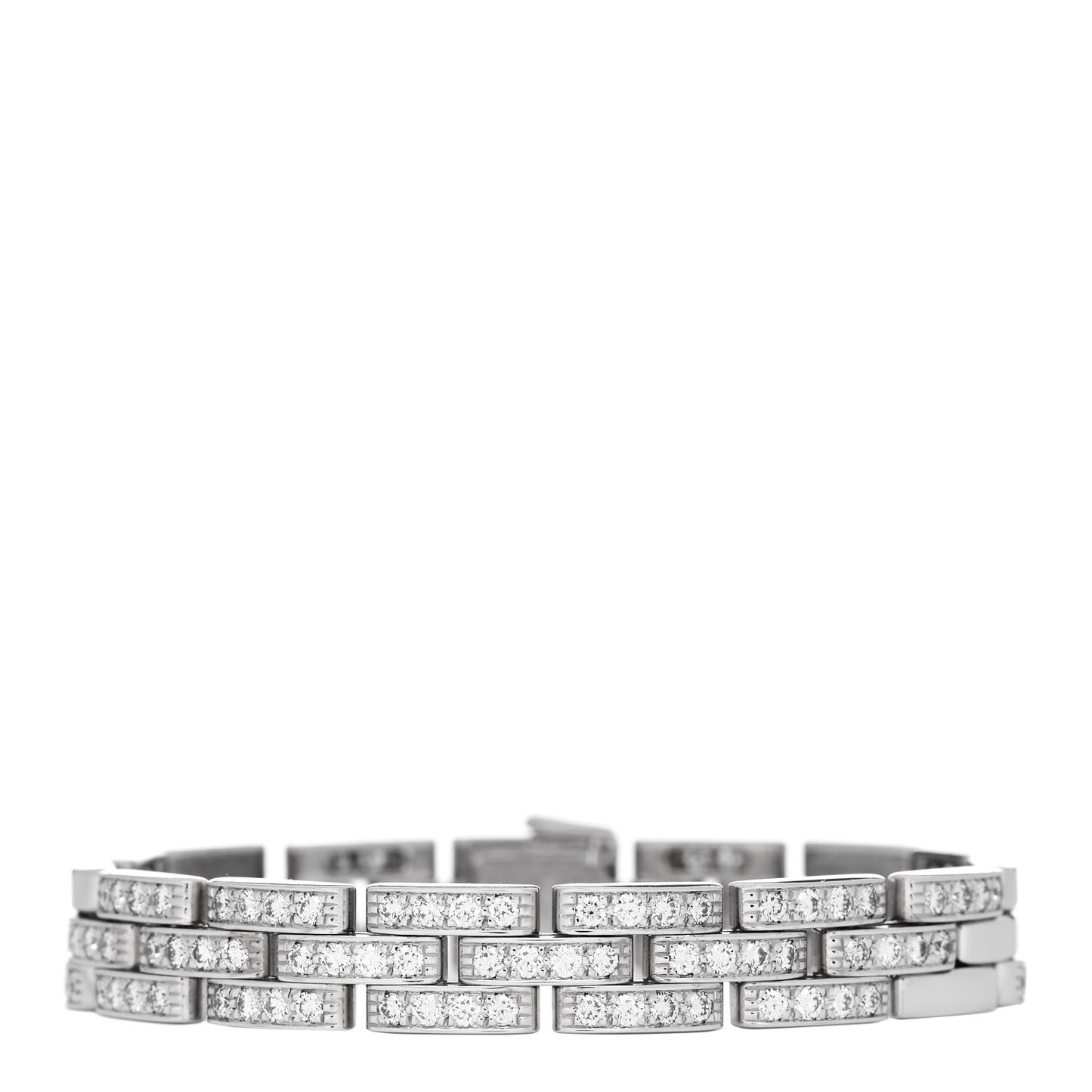 18K White Gold Diamond Maillon Panthere Pave Link Bracelet