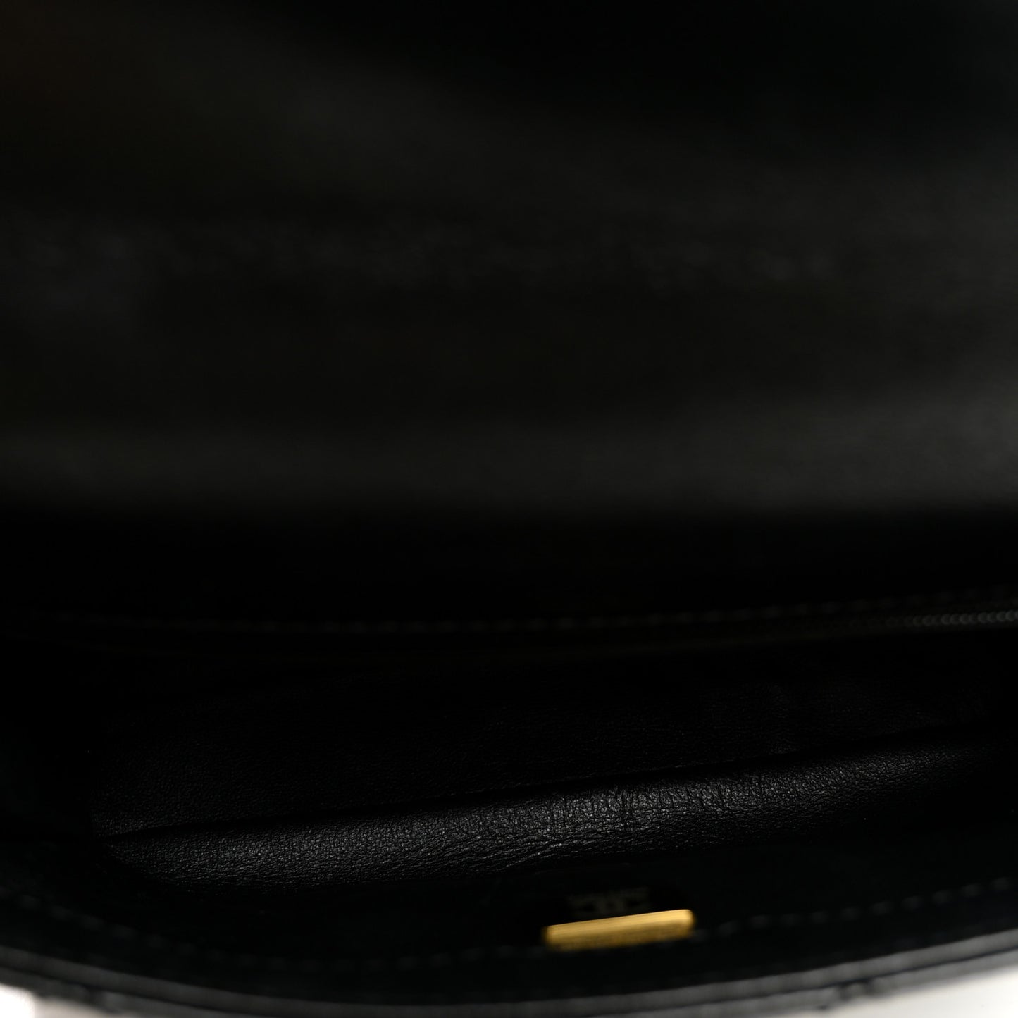 Shiny Lambskin Quilted Golden Links Top Handle Flap Black