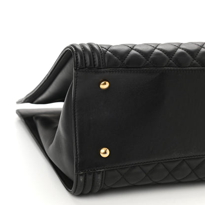 Chanel Calfskin Quilted Boy Shopping Tote Black 9 of 10