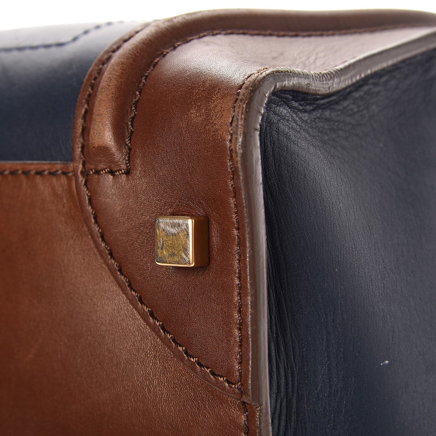 Smooth Calfskin Mini Tri-Color Luggage Navy Blue