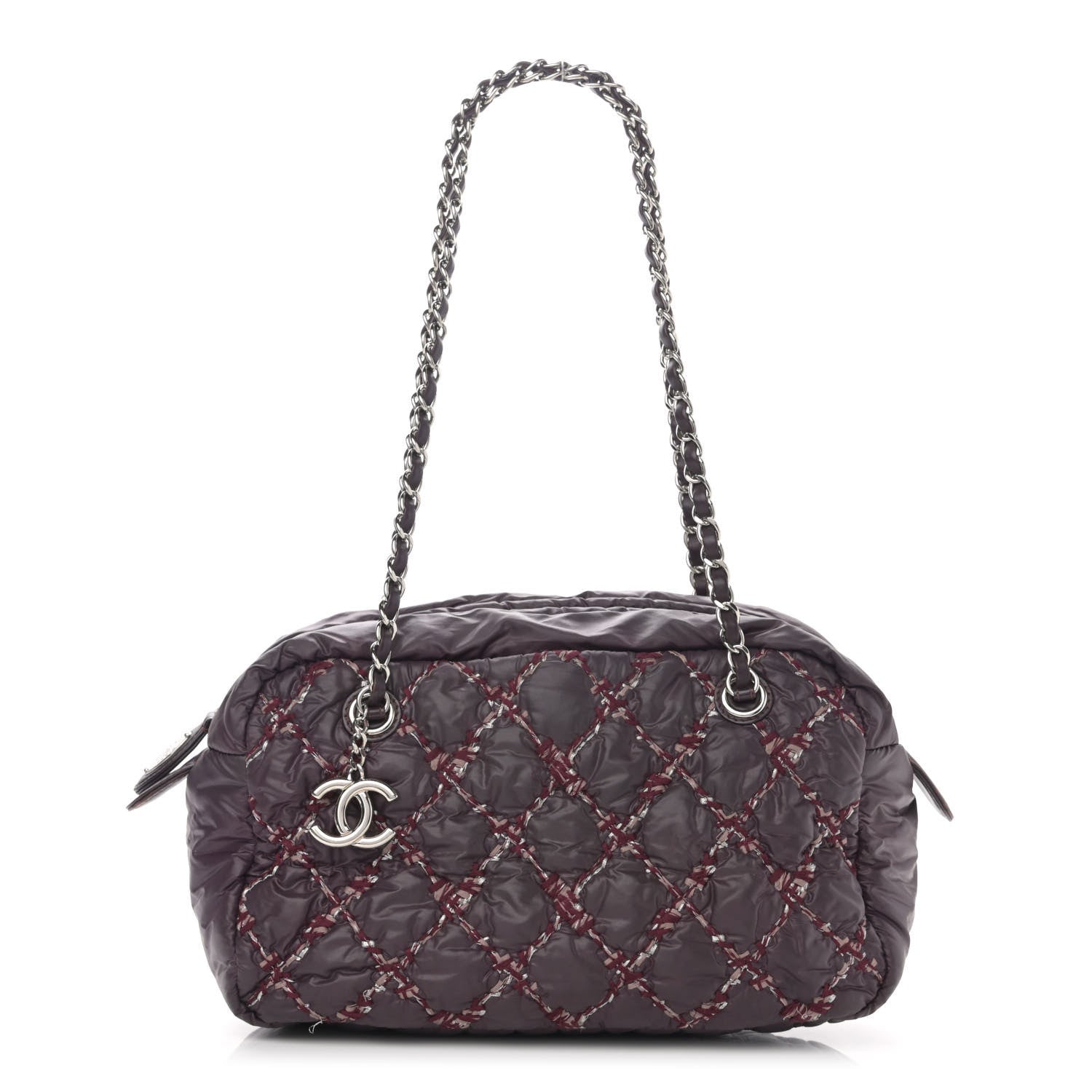 Chanel Nylon Quilted Tweed Stitch Bubble Camera Case Purple 1 of 12