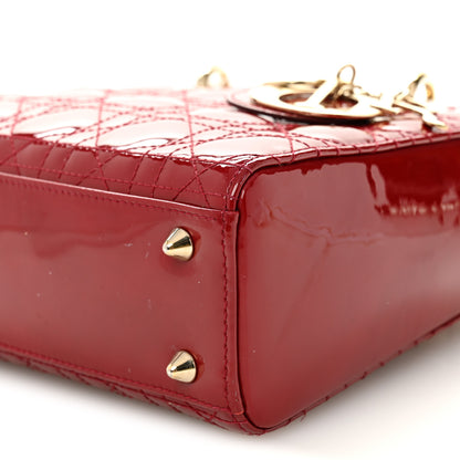 Christian Dior Patent Cannage Small Lady Dior Cherry Red 10 of 10