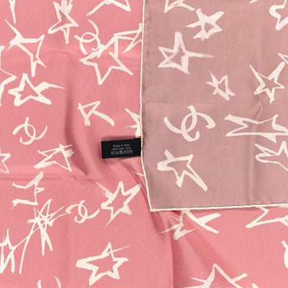 Chanel Silk Star Square Scarf Pink 3 of 3
