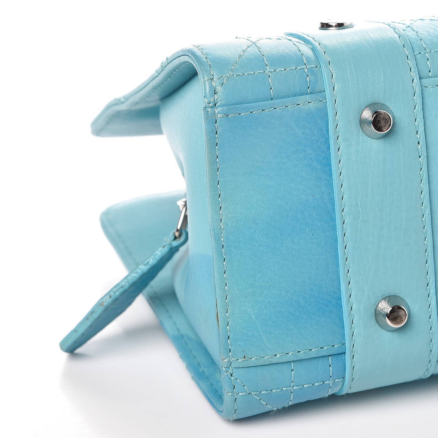 Calfskin Cannage Stitched Small East West Lady Dior Light Blue