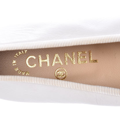 Chanel Lambskin Cap Toe Ballerina Flats 39 White Black 9 of 19