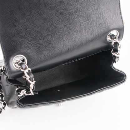 Chanel Caviar Chevron Quilted Mini Square Flap Black 5 of 7