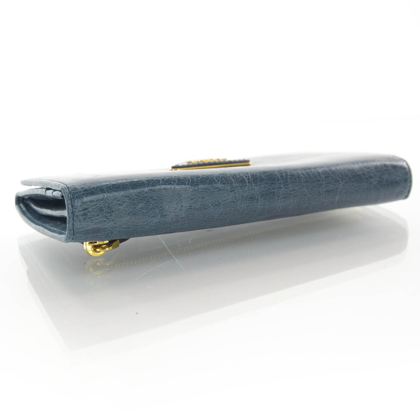 Vitello Shine Flap Wallet Denim